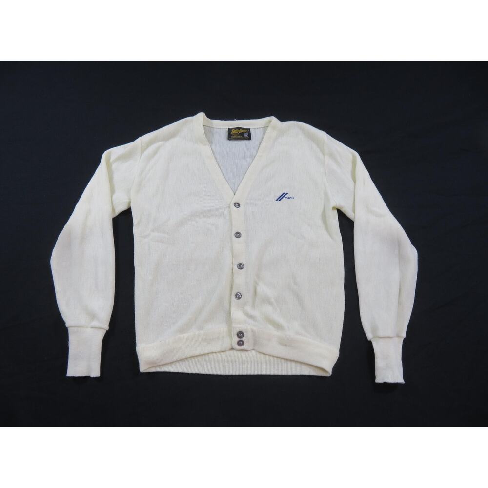 Mazda Swingster Sweater Knit Beige Cardigan Sz M 70s/80s